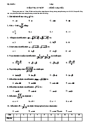 Kiểm tra 15 phút - Đề số 1 (đại số)